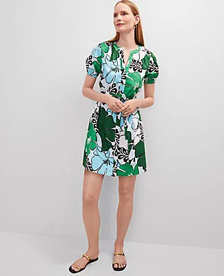 Ann Taylor Floral Belted Split Neck Dress sold by Ann Taylor