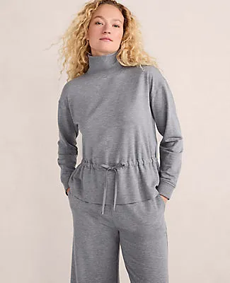 Ann Taylor Haven Well Within Fleece Drawstring-Waist Mockneck Top sold by Ann Taylor
