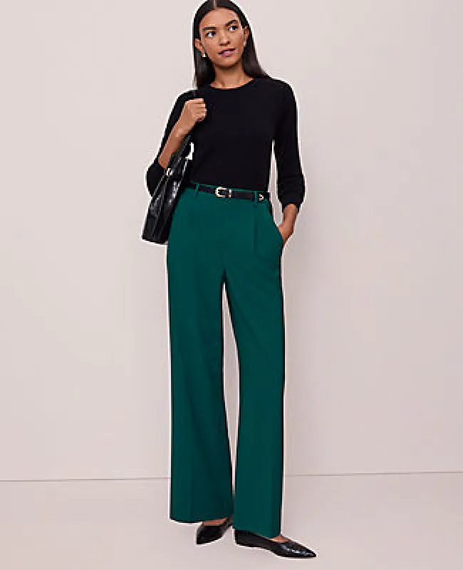 Ann Taylor The Petite Side Button Wide-Leg Pant sold by Ann Taylor