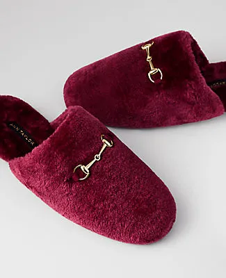 Ann Taylor Weekend Collection Horsebit Fuzzy Slide Flat sold by Ann Taylor product image thumbnail 2