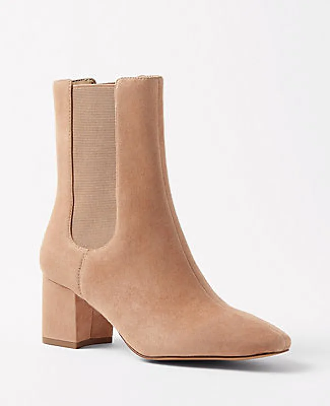 Ann Taylor Block Heel Suede Chelsea Booties sold by Ann Taylor