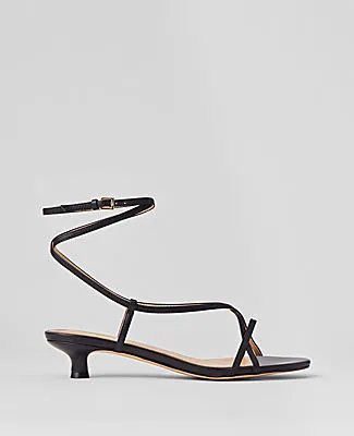 Ann Taylor Leather Strappy Ankle Wrap Kitten Heel Sandals sold by Ann Taylor