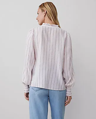 Ann Taylor Striped Cutout Smocked Cuff Blouse sold by Ann Taylor product image thumbnail 2