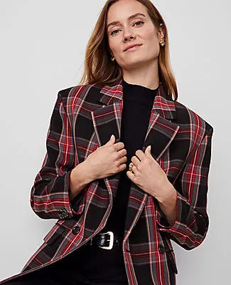 Ann Taylor Plaid Relaxed Double Breasted Blazer sold by Ann Taylor product image thumbnail 4