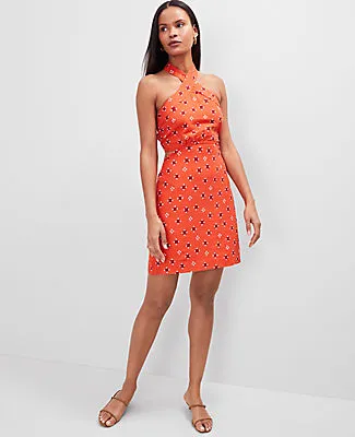 Ann Taylor Petite Geo Linen Halter Sheath Dress sold by Ann Taylor product image thumbnail 2