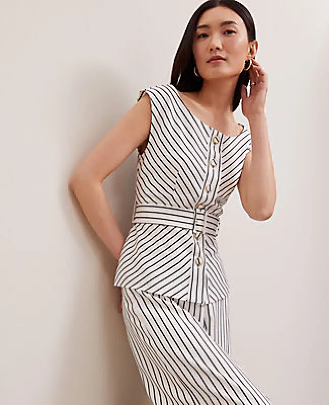 Ann Taylor Belted Striped Vest sold by Ann Taylor