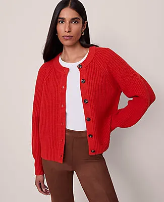 Ann Taylor Chunky Ribbed Crewn Neck Cardigan sold by Ann Taylor