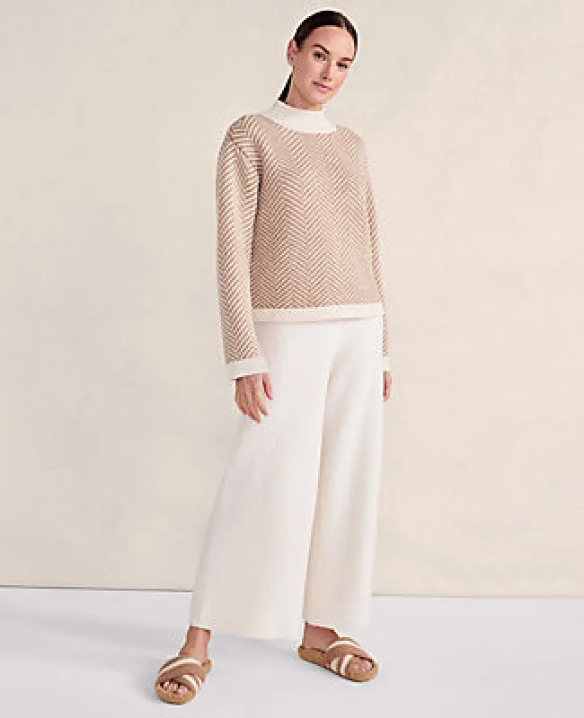 Ann Taylor Haven Well Within Merino Cashmere Herringbone Mock Neck Sweater sold by Ann Taylor