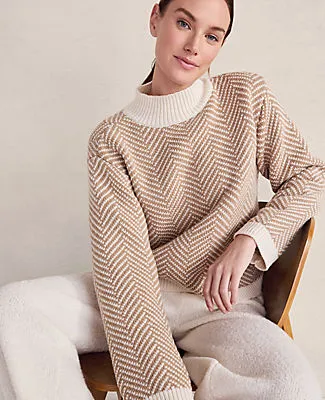 Ann Taylor Haven Well Within Merino Cashmere Herringbone Mock Neck Sweater sold by Ann Taylor product image thumbnail 2