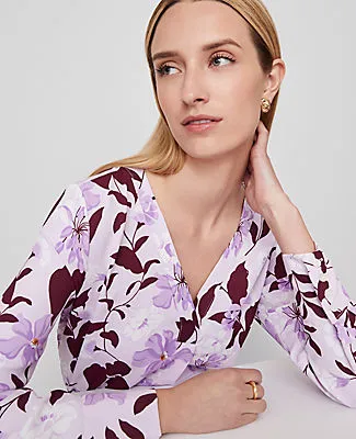 Ann Taylor Petite Floral Mixed Media Pleat Front Top sold by Ann Taylor product image thumbnail 3