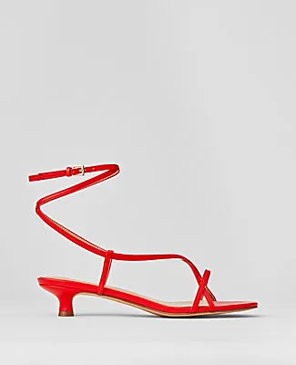 Ann Taylor Leather Strappy Ankle Wrap Kitten Heel Sandals sold by Ann Taylor
