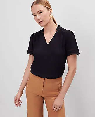 Ann Taylor Lace Trim Mixed Media Top sold by Ann Taylor
