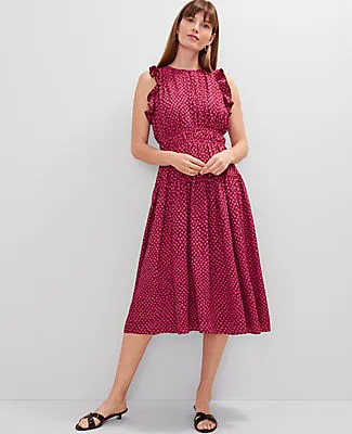 Ann Taylor Dotted Ruffle Midi Dress sold by Ann Taylor