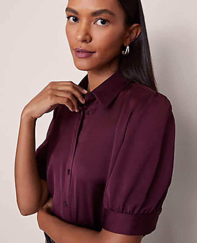 Ann Taylor Satin Button Down Blouse sold by Ann Taylor