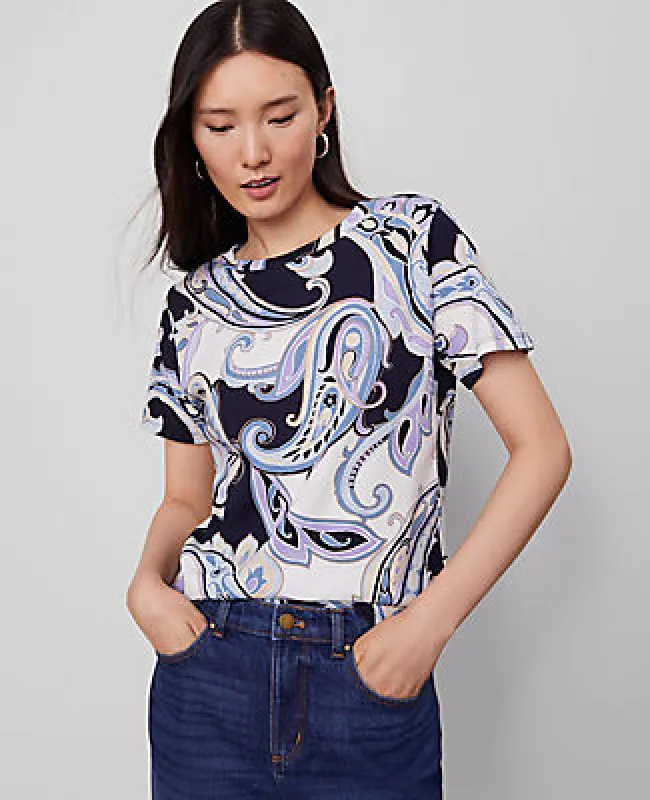 Ann Taylor Paisley Crew Neck Tee sold by Ann Taylor