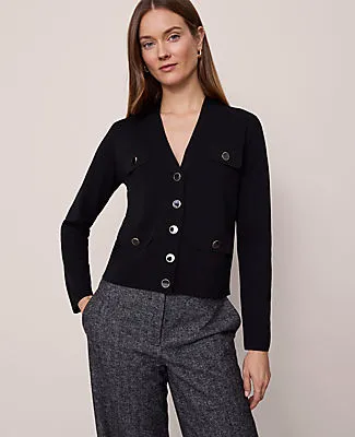 Ann Taylor V-Neck Sweater Jacket sold by Ann Taylor product image thumbnail 3