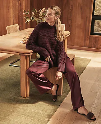 Ann Taylor Haven Well Within Organic Cotton Horizontal Cable Funnel Neck Sweater sold by Ann Taylor product image thumbnail 4