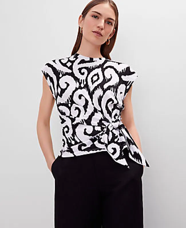 Ann Taylor Ikat Tie Waist Tee sold by Ann Taylor