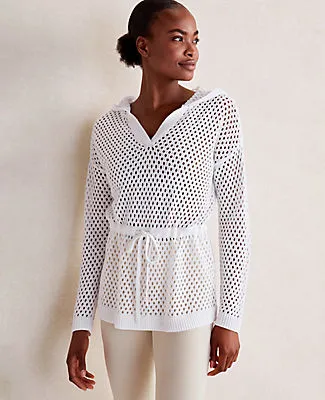 Ann Taylor Haven Well Within Organic Cotton Linen Open Stitch Hoodie sold by Ann Taylor