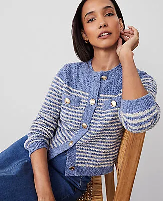 Ann Taylor Denim Striped Sweater Jacket sold by Ann Taylor product image thumbnail 4