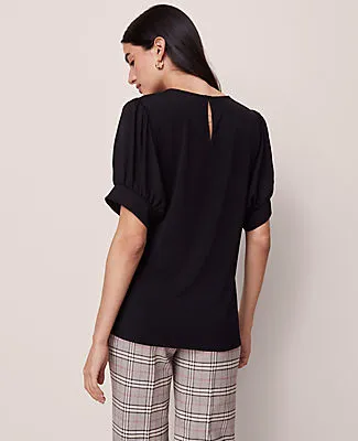 Ann Taylor Mixed Media Gathered Sleeve Top sold by Ann Taylor product image thumbnail 2