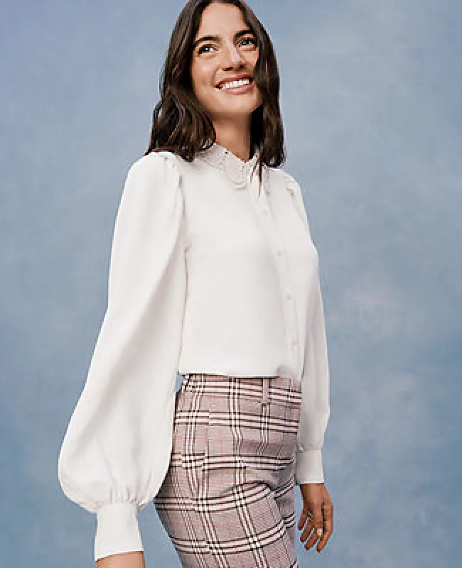 Ann Taylor Lace Collar Blouson Sleeve Shirt sold by Ann Taylor
