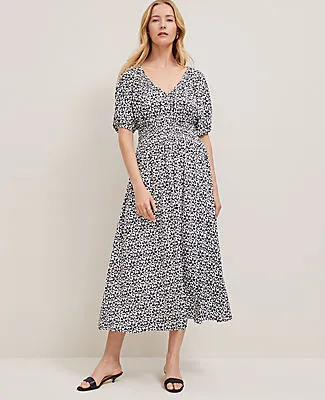 Ann Taylor Floral Smocked Puff Sleeve Dress sold by Ann Taylor