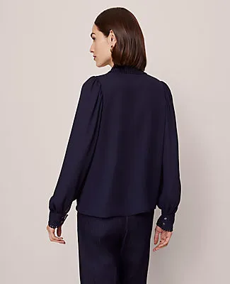 Ann Taylor Petite Bobble Trim Collared Shirt sold by Ann Taylor product image thumbnail 2