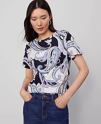 Ann Taylor Paisley Crew Neck Tee sold by Ann Taylor