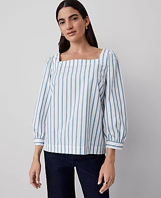 Ann Taylor Petite Striped Puff Sleeve Blouse sold by Ann Taylor