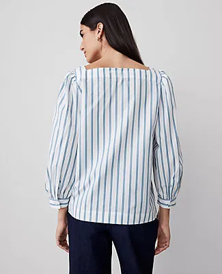 Ann Taylor Petite Striped Puff Sleeve Blouse sold by Ann Taylor product image thumbnail 2
