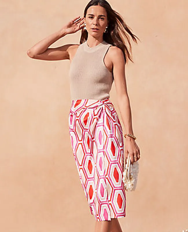Ann Taylor Petite Geo Knot Wrap Pencil Skirt sold by Ann Taylor