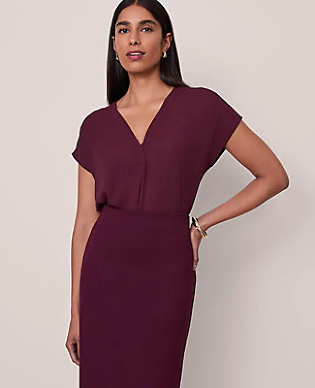 Ann Taylor Mixed Media Pleat Front Top sold by Ann Taylor