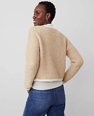 Ann Taylor Bouclé Contrast Trim Sweater Jacket sold by Ann Taylor product image thumbnail 2
