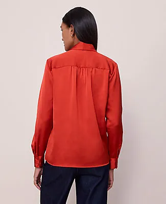 Ann Taylor Petite Satin Bow Blouse sold by Ann Taylor product image thumbnail 2