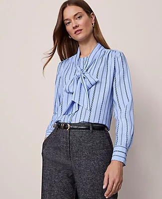 Ann Taylor Petite Chain Link Print Satin Bow Blouse sold by Ann Taylor product image thumbnail 3