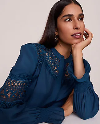 Ann Taylor Petite Lace Trim Blouse sold by Ann Taylor