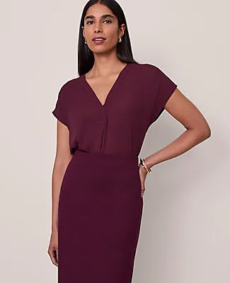 Ann Taylor Mixed Media Pleat Front Top sold by Ann Taylor