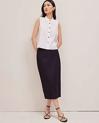 Ann Taylor Linen Blend Clean Midi Skirt sold by Ann Taylor product image thumbnail 4