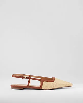 Ann Taylor Straw Nip Toe Slingback Flat sold by Ann Taylor