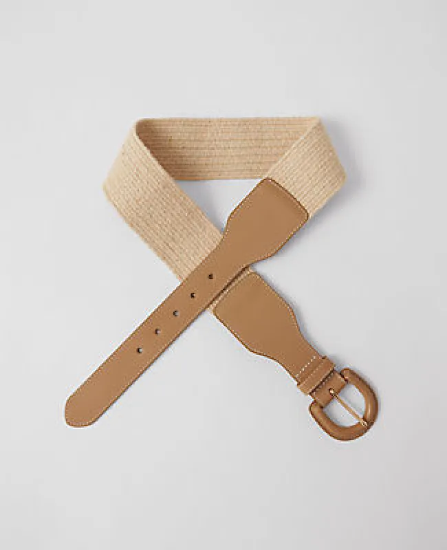 Ann Taylor Straw Covered Buckle Belt sold by Ann Taylor