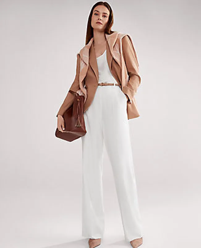 Ann Taylor The Petite Side Button Wide-Leg Pant sold by Ann Taylor