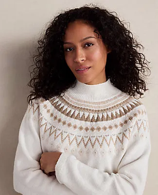 Ann Taylor Haven Well Within Organic Cotton Blend Fairisle Mock Neck Sweater sold by Ann Taylor product image thumbnail 3