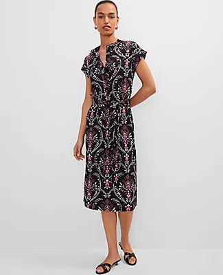 Ann Taylor Petite Floral Knit Belted Shirtdress sold by Ann Taylor