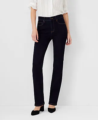 Ann Taylor Sculpting Pocket Mid Rise Boot Cut Jeans in Classic Rinse Wash sold by Ann Taylor