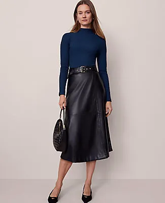 Ann Taylor Faux Leather Belted Wrap Skirt sold by Ann Taylor