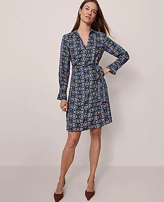 Ann Taylor Petite Chain Link Collared Wrap Shirtdress sold by Ann Taylor product image thumbnail 3