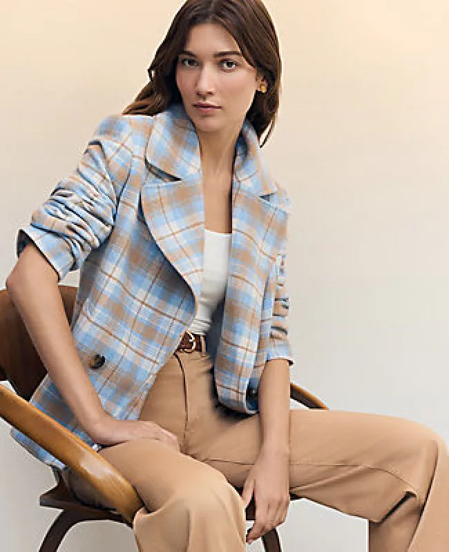 Ann Taylor Weekend Collection Plaid Short Trench Coat sold by Ann Taylor