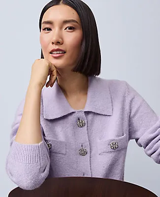 Ann Taylor Embellished Collared Cardigan sold by Ann Taylor
