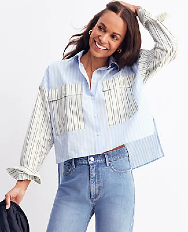 Ann Taylor Petite Weekend Collection Oversized Cropped High-Low Shirt sold by Ann Taylor